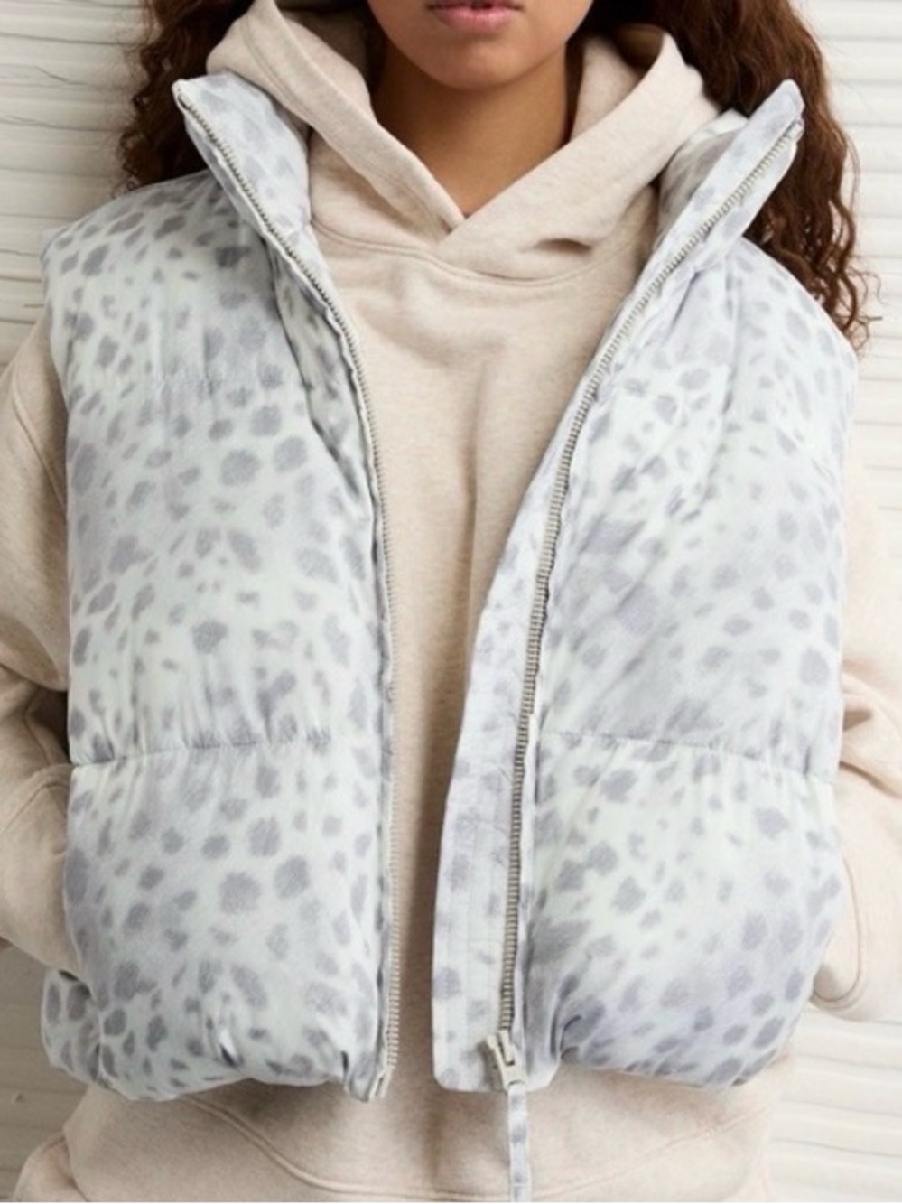 American Eagle Outfitters Grey Leopard Print Puffer Vest